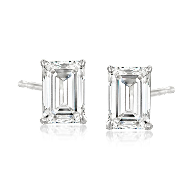 2.00 ct. t.w. Emerald-Cut Lab-Grown Diamond Stud Earrings in 14kt White Gold  image number 0