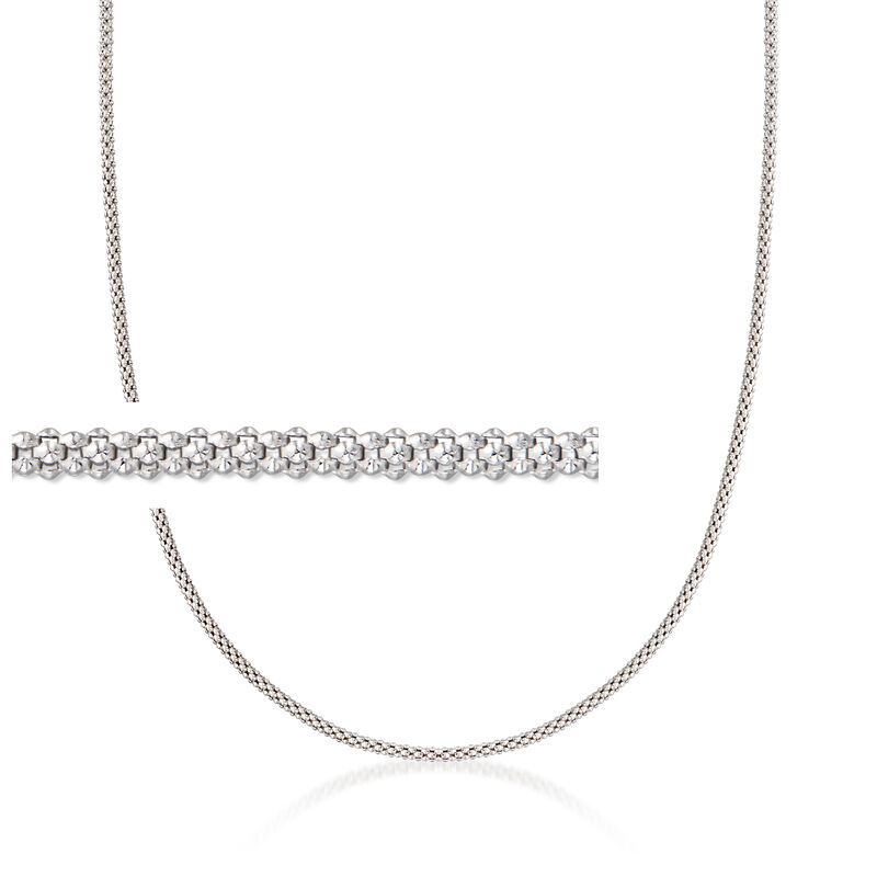 Italian 1.5mm Sterling Silver Adjustable Slider Popcorn Chain Necklace image number 0