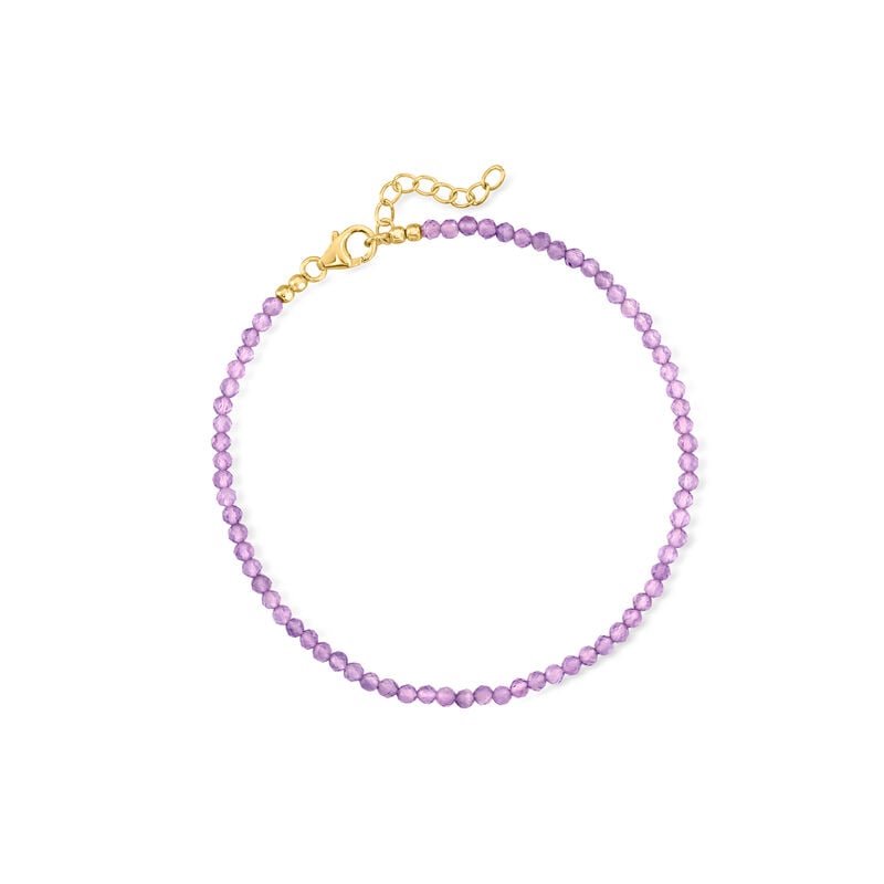 13.00 ct. t.w. Amethyst Bead Anklet with 18kt Gold Over Sterling. 9" image number 0