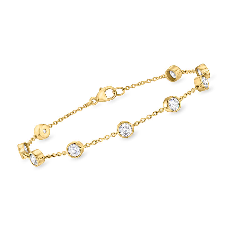 2.00 ct. t.w. Bezel-Set CZ Station Bracelet in 18kt Gold Over Sterling image number 0