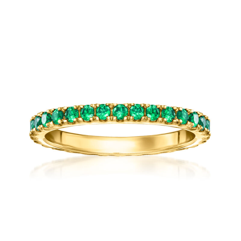 .80 ct. t.w. Lab-Grown Emerald Eternity Band in 18kt Gold Vermeil image number 0