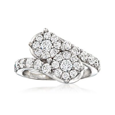 C. 1970 Vintage 1.50 ct. t.w. Diamond Bypass Ring in 14kt White Gold