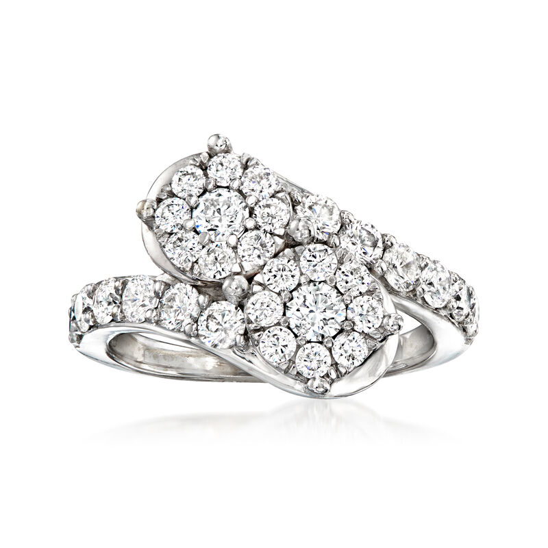 C. 1970 Vintage 1.50 ct. t.w. Diamond Bypass Ring in 14kt White Gold. Size 7 image number 0