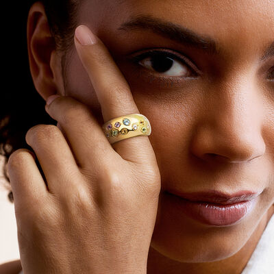 .50 ct. t.w. Pastel Multi-Gemstone Dome Ring in 18kt Gold Over Sterling