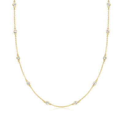 1.00 ct. t.w. Bezel-Set CZ Station Necklace in 18kt Gold Over Sterling