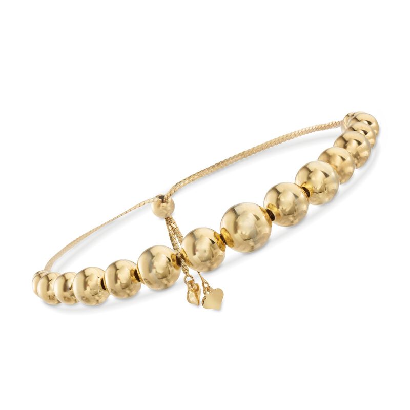 4-9mm 18kt Gold Over Sterling Silver Bead Bolo Bracelet image number 0