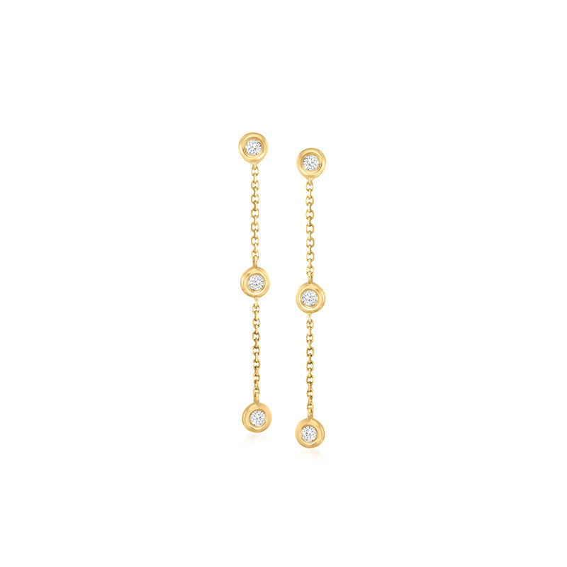 .17 ct. t.w. Diamond Station Linear Drop Earrings in 14kt Yellow Gold image number 0