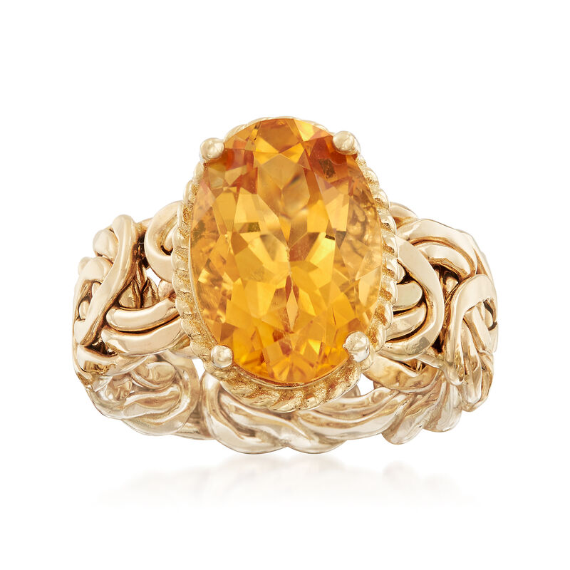 5.00 Carat Citrine Byzantine Ring in 14kt Yellow Gold image number 0