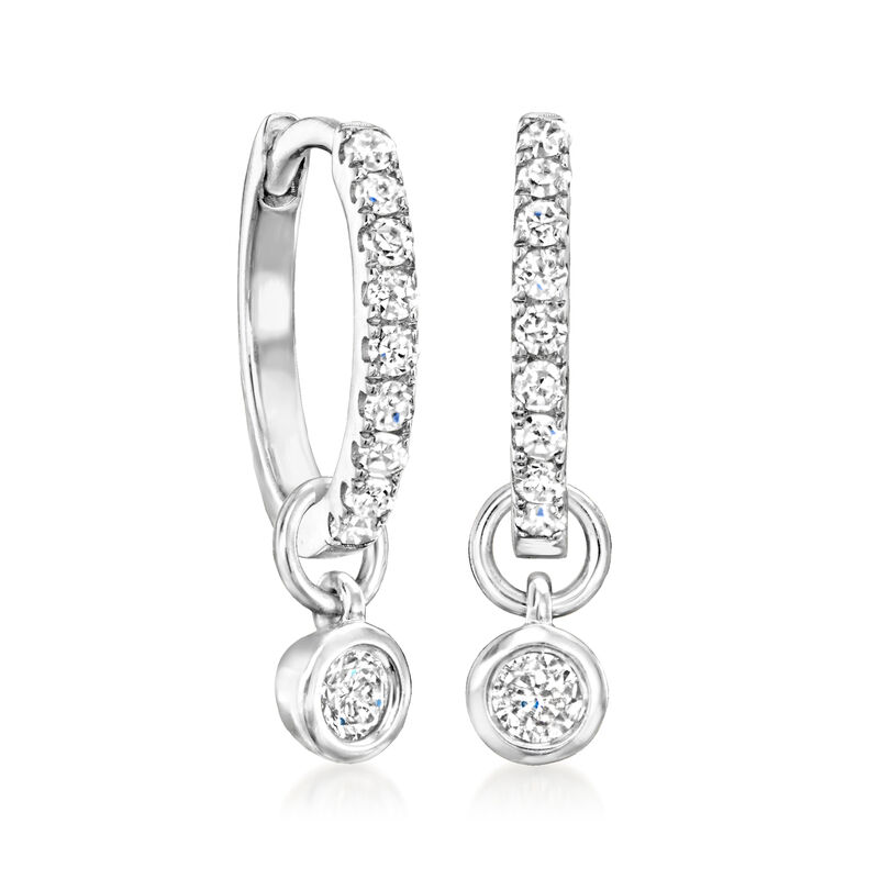 Bezel-Set Diamond Hoop Charms in Sterling Silver image number 3