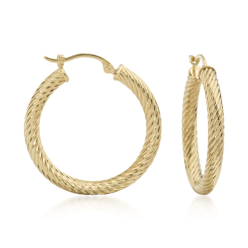 14kt Yellow Gold Twisted Hoop Earrings image number 0