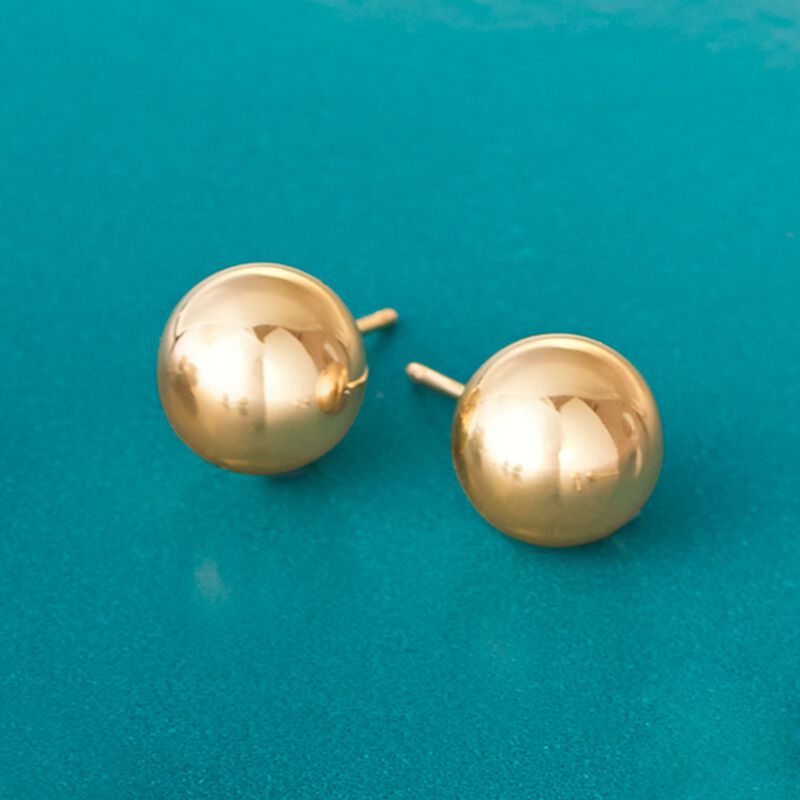 8mm 14kt Yellow Gold Ball Stud Earrings image number 2