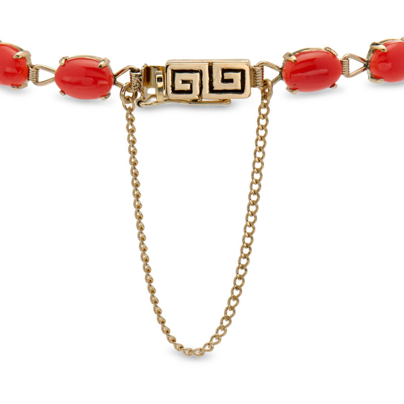 C. 1970 Vintage Coral Greek Key Bracelet in 14kt Yellow Gold. 6.75" image number 2
