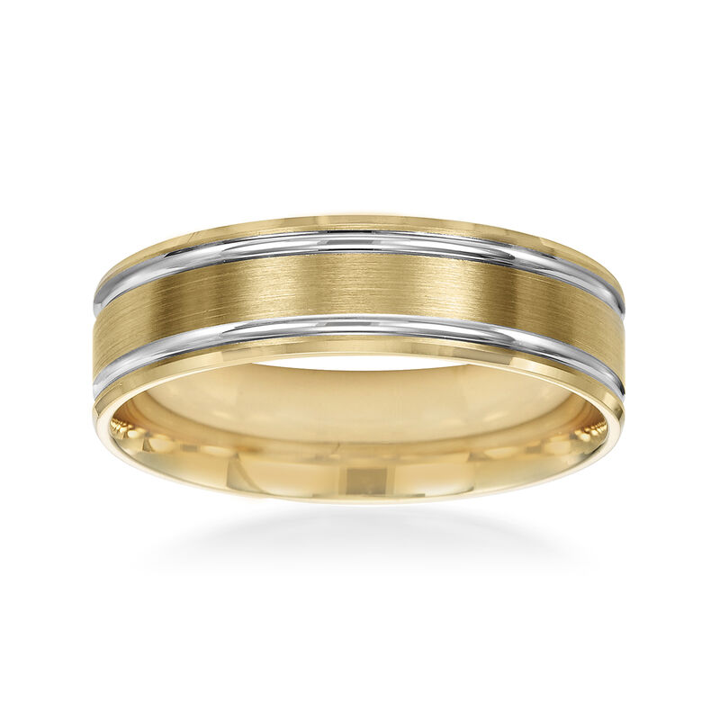Men's 6mm 14kt Two-Tone Gold Wedding Band image number 0