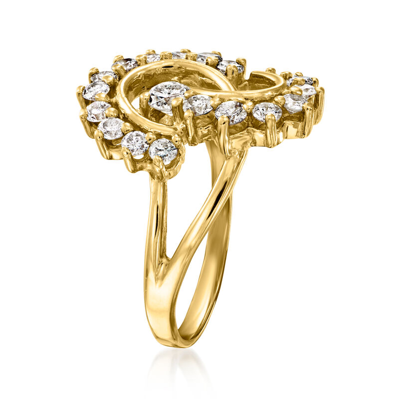 C. 1980 Vintage .72 ct. t.w. Diamond Swirl Ring in 14kt Yellow Gold image number 2