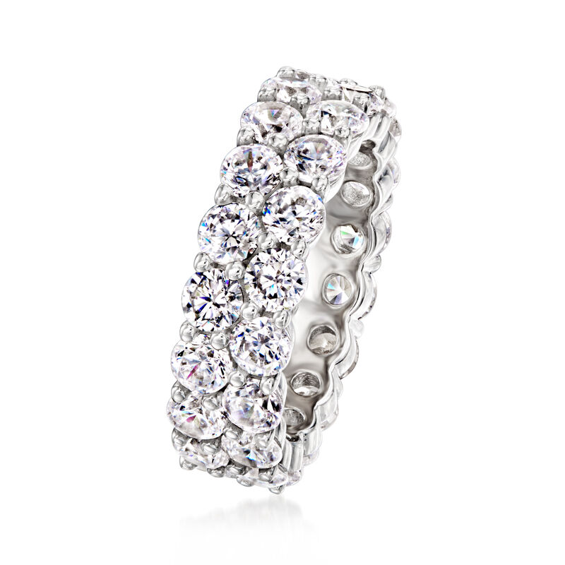 5.50 ct. t.w. CZ Two-Row Eternity Band in Sterling Silver image number 3