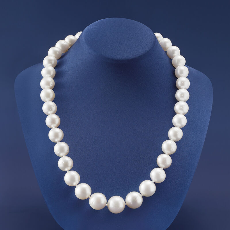 10-13mm Cultured South Sea Pearl Necklace with 14kt Yellow Gold image number 3