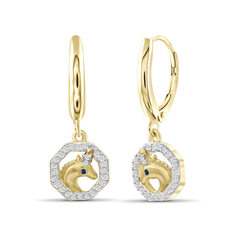 .15 ct. t.w. Diamond Unicorn Drop Earrings in 18kt Yellow Gold Over Sterling Silver image number 1