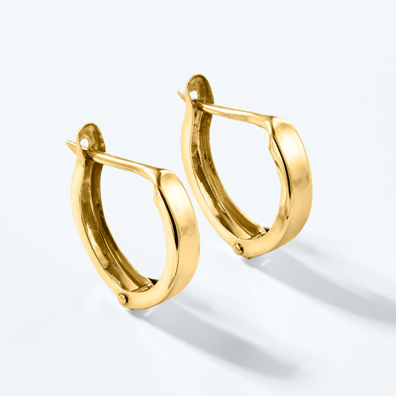 14kt Yellow Gold Huggie Hoop Earrings. 1/2&quot; image number 1