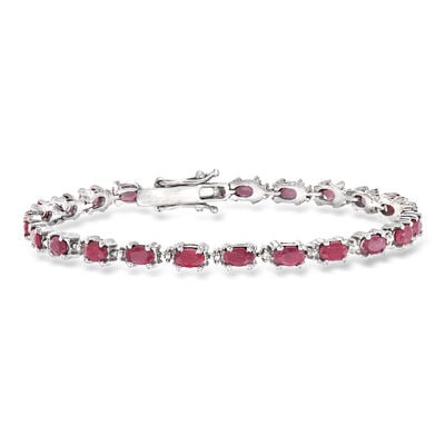 7.50 ct. t.w. Ruby Bracelet with Diamonds in Sterling Silver