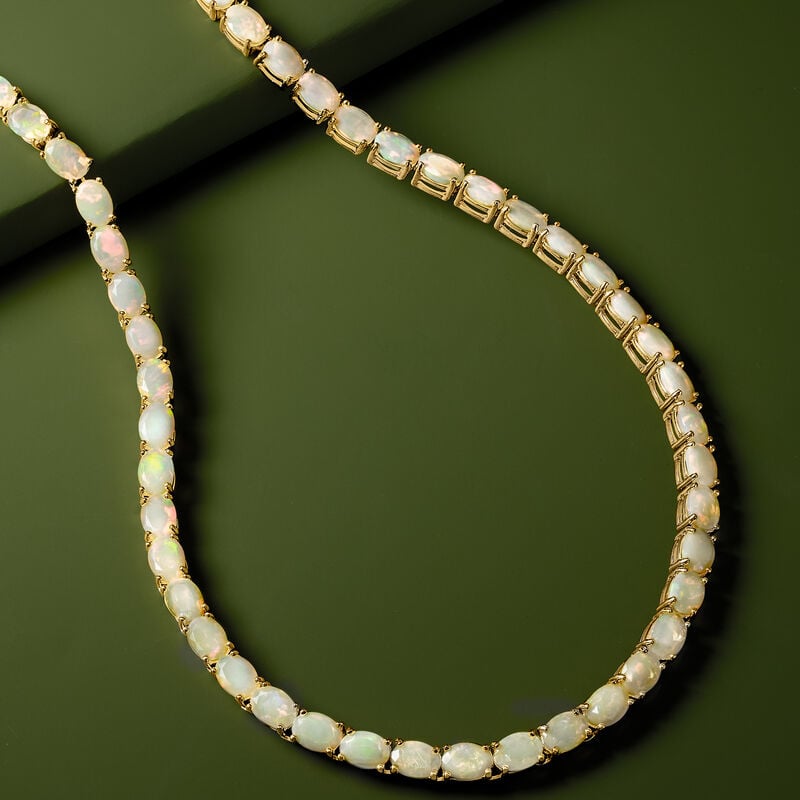 25.00 ct. t.w. Ethiopian Opal Tennis Necklace in 18kt Gold Over Sterling image number 3