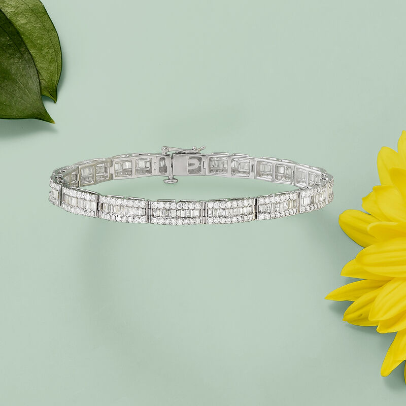 5.00 ct. t.w. Round and Baguette Diamond Bracelet in 14kt White Gold image number 2