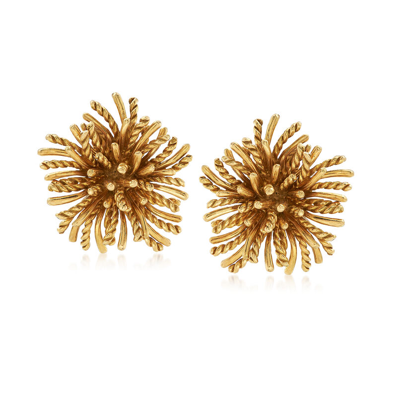C. 1970 Vintage Tiffany Jewelry 18kt Yellow Gold Starburst Clip-On Earrings image number 0
