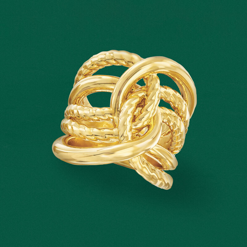 Italian Andiamo 14kt Yellow Gold Over Resin Interlocking Ring image number 4