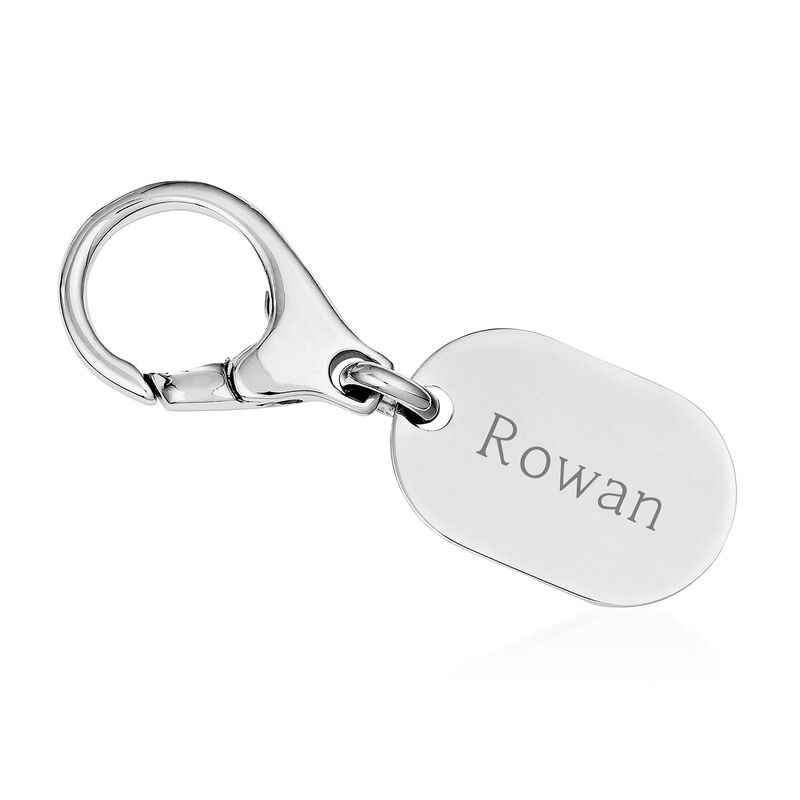 Sterling Silver Personalized Lobster Clasp Key Chain with Oval Charm image number 0