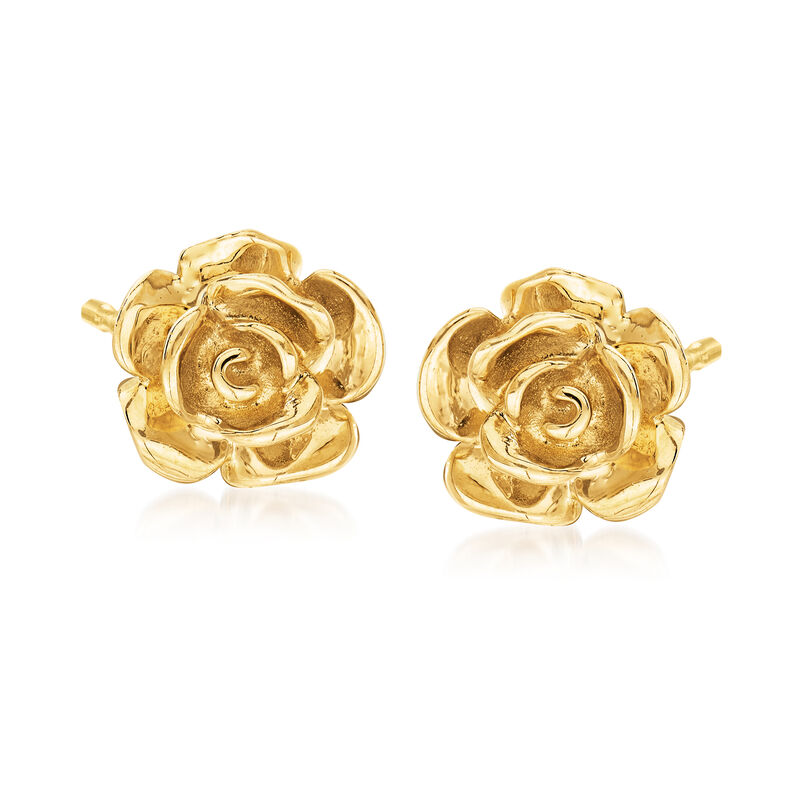 14kt Yellow Gold Rose Stud Earrings image number 0