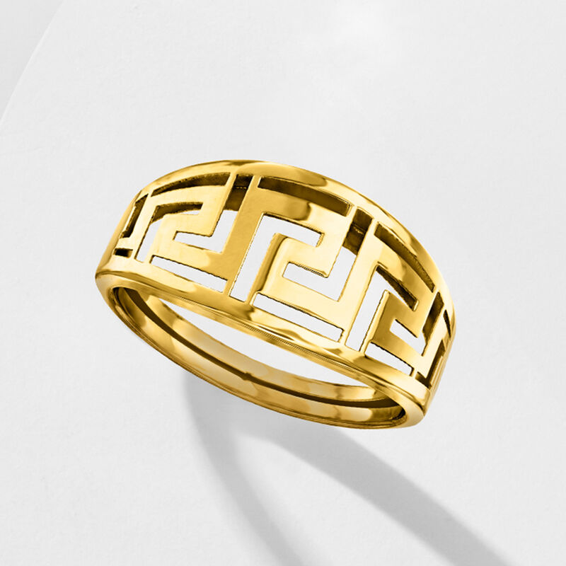 Italian 14kt Yellow Gold Greek Key Ring image number 5
