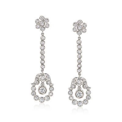C. 2000 Vintage 2.00 ct. t.w. Diamond Drop Earrings in Platinum