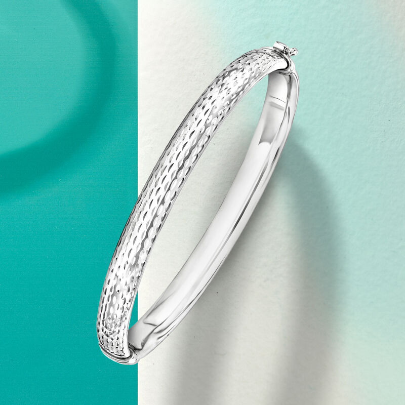 Sterling Silver Diamond-Cut Bangle Bracelet image number 2