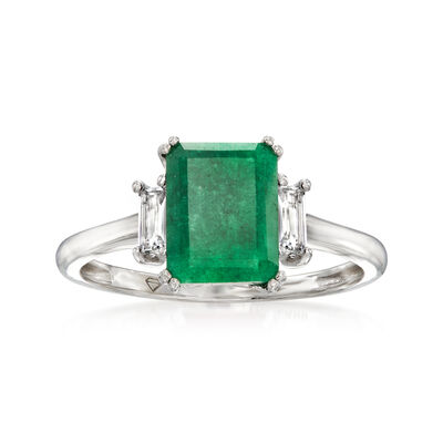 2.00 Carat Emerald Ring with .30 ct. t.w. White Topaz in Sterling Silver