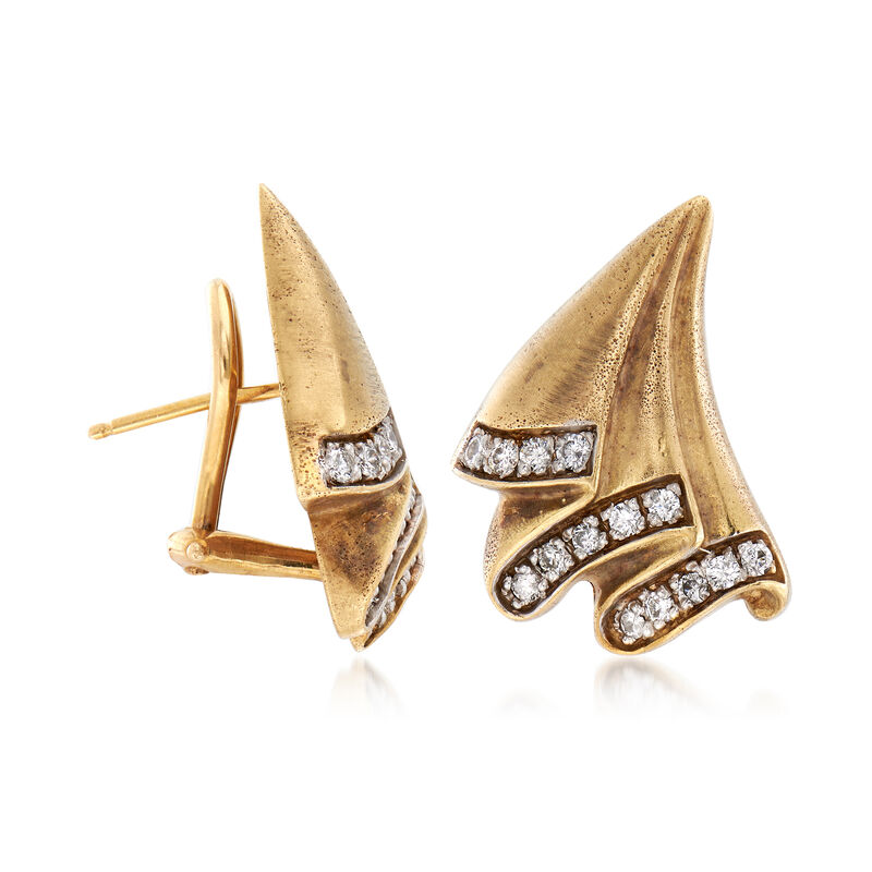 C. 1970 Vintage .84 ct. t.w. Diamond Fan Earrings in 14kt Yellow Gold image number 1