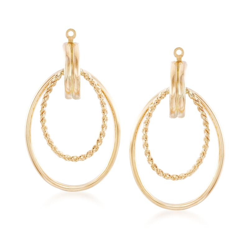14kt Yellow Gold Double Oval Drop Earring Jackets image number 2