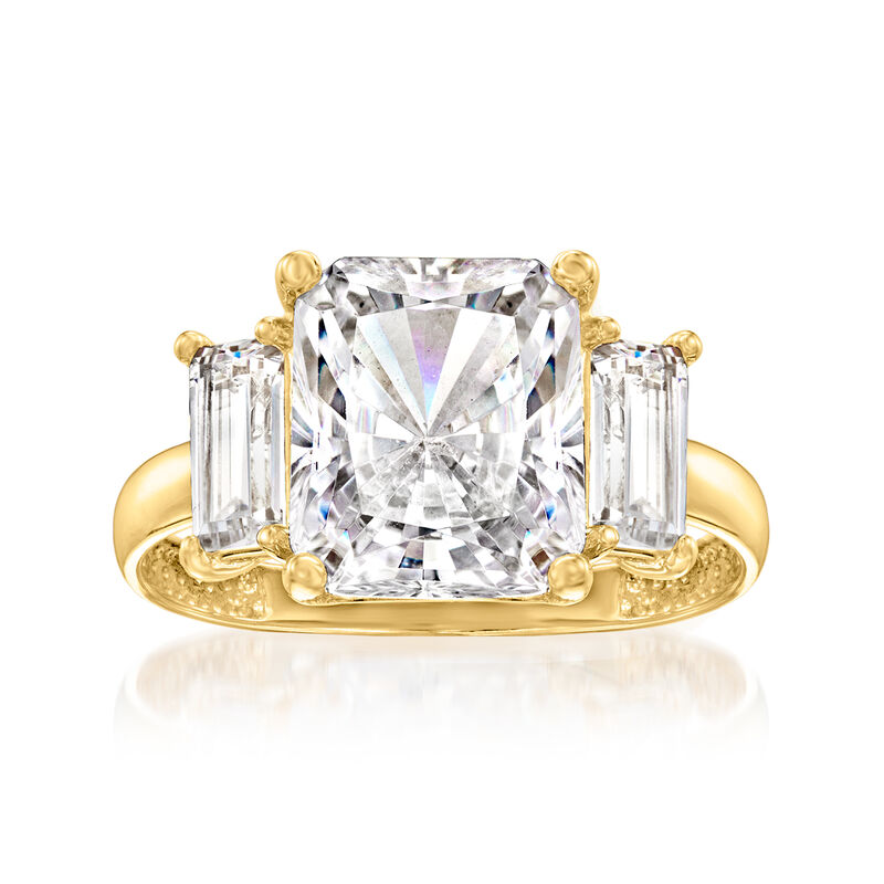 5.05 ct. t.w. CZ Three-Stone Ring in 14kt Yellow Gold image number 0
