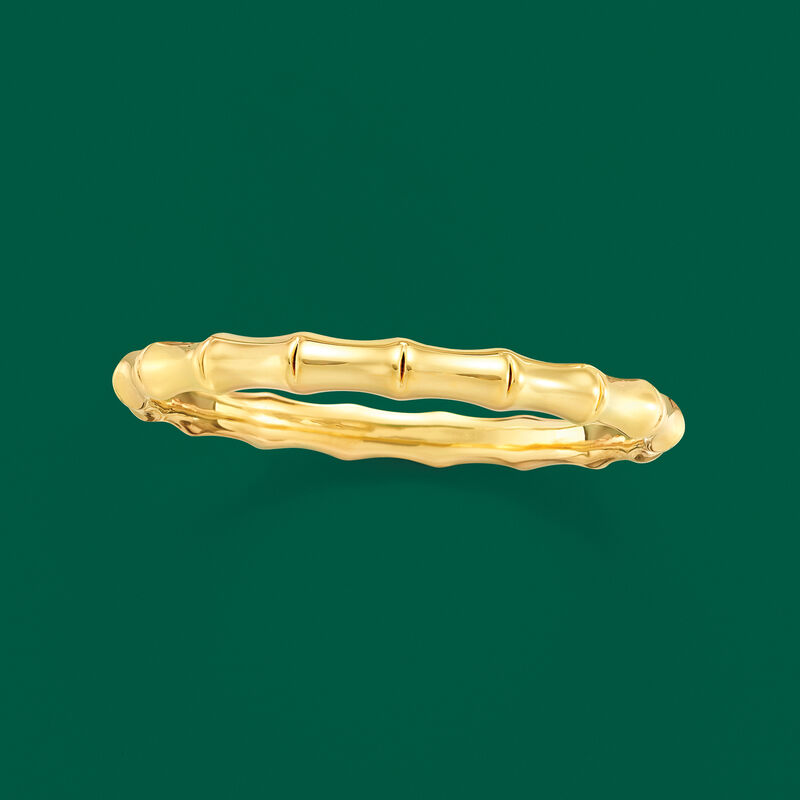 Italian Andiamo 14kt Yellow Gold Over Resin Bamboo-Style Bangle Bracelet image number 2