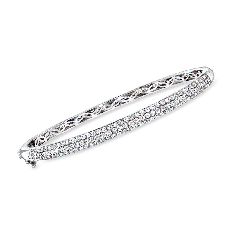 2.05 ct. t.w. Diamond Three-Row Bangle Bracelet in 14kt White Gold. 7&quot; image number 0