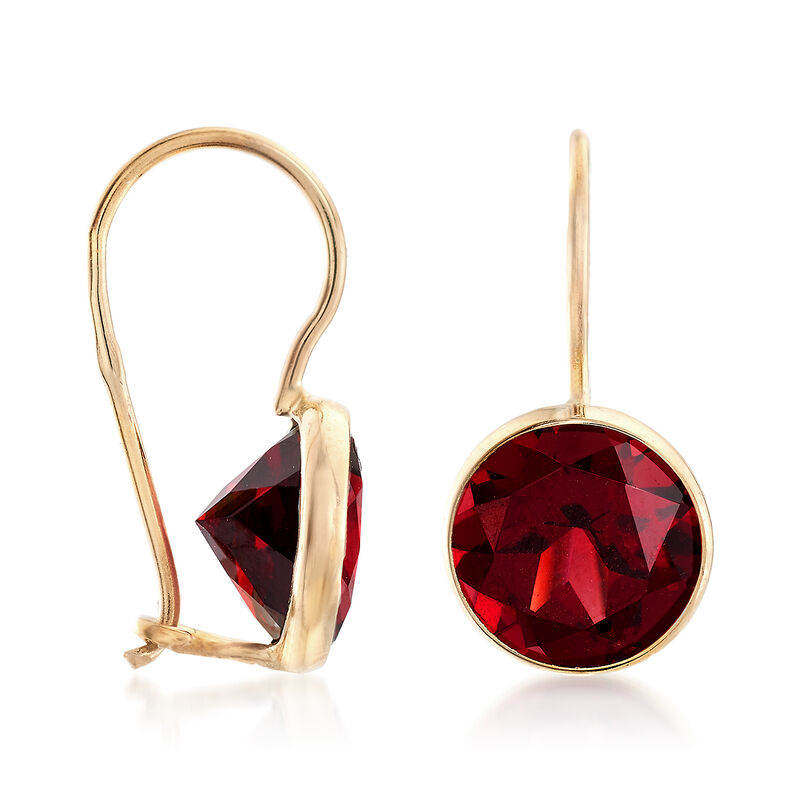 4.20 ct. t.w. Bezel-Set Garnet Drop Earrings in 14kt Yellow Gold image number 2