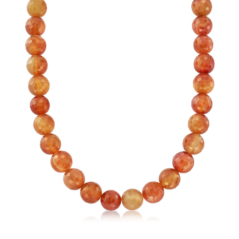 Faceted Carnelian Bead Necklace with Sterling Silver image number 0