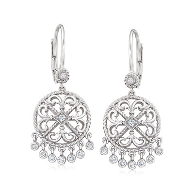 Gabriel Designs .20 ct. t.w. White Sapphire Filigree Earrings in Sterling Silver