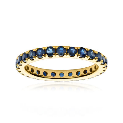 2.00 ct. t.w. Sapphire Eternity Band in 18kt Gold Over Sterling