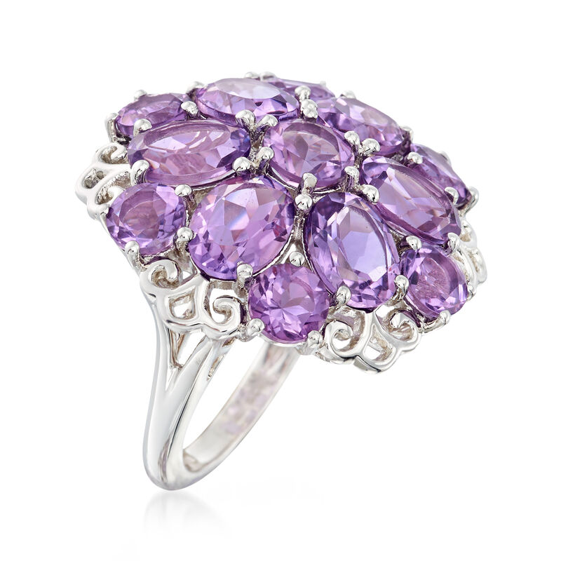 10.40 ct. t.w. Amethyst Cluster Ring in Sterling Silver image number 2