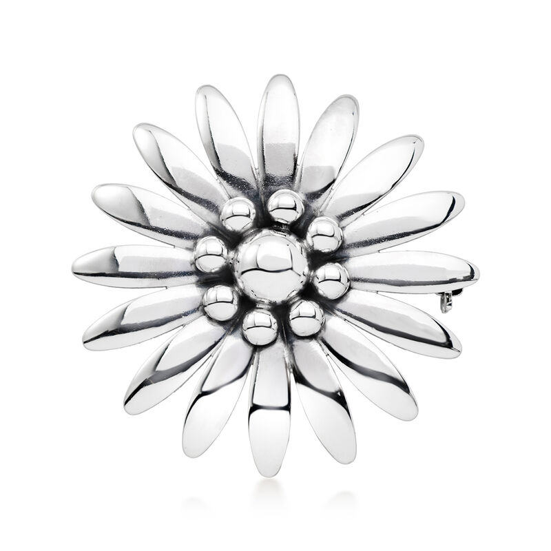 C. 1980 Vintage Sterling Silver Flower Pin image number 0