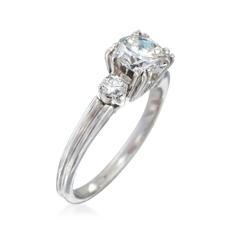 C. 2000 Vintage .90 ct. t.w. Diamond Ring in Platinum. Size 4 image number 2