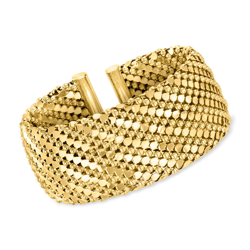 Italian 14kt Yellow Gold-Plated Patterned Wide Cuff Bracelet image number 0
