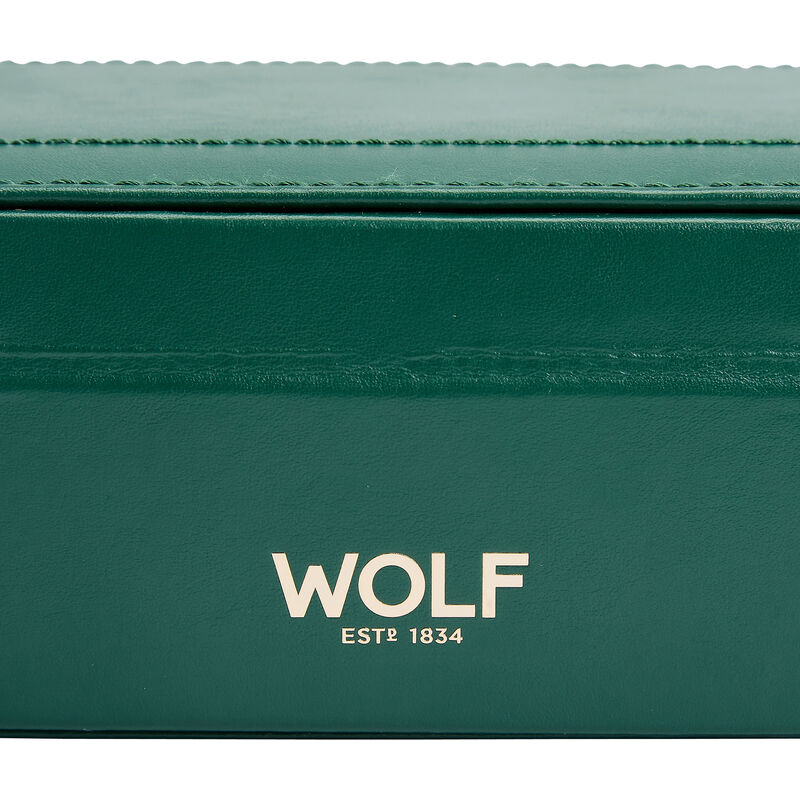 WOLF &quot;Sophia&quot; Forest Green Leather Jewelry Zip Case image number 6