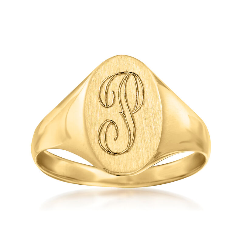 14kt Yellow Gold Personalized Oval Signet Ring image number 0