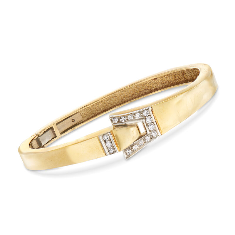 C. 1980 Vintage .35 ct. t.w. Diamond Buckle Bracelet in 14kt Yellow Gold. 7&quot; image number 0