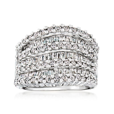 C. 1990 Vintage 2.00 ct. t.w. Diamond Multi-Row Ring in 14kt White Gold